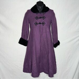 American Girl Samantha Parkington Girl Size 7 Purple Wool Blend Winter Coat Bebe